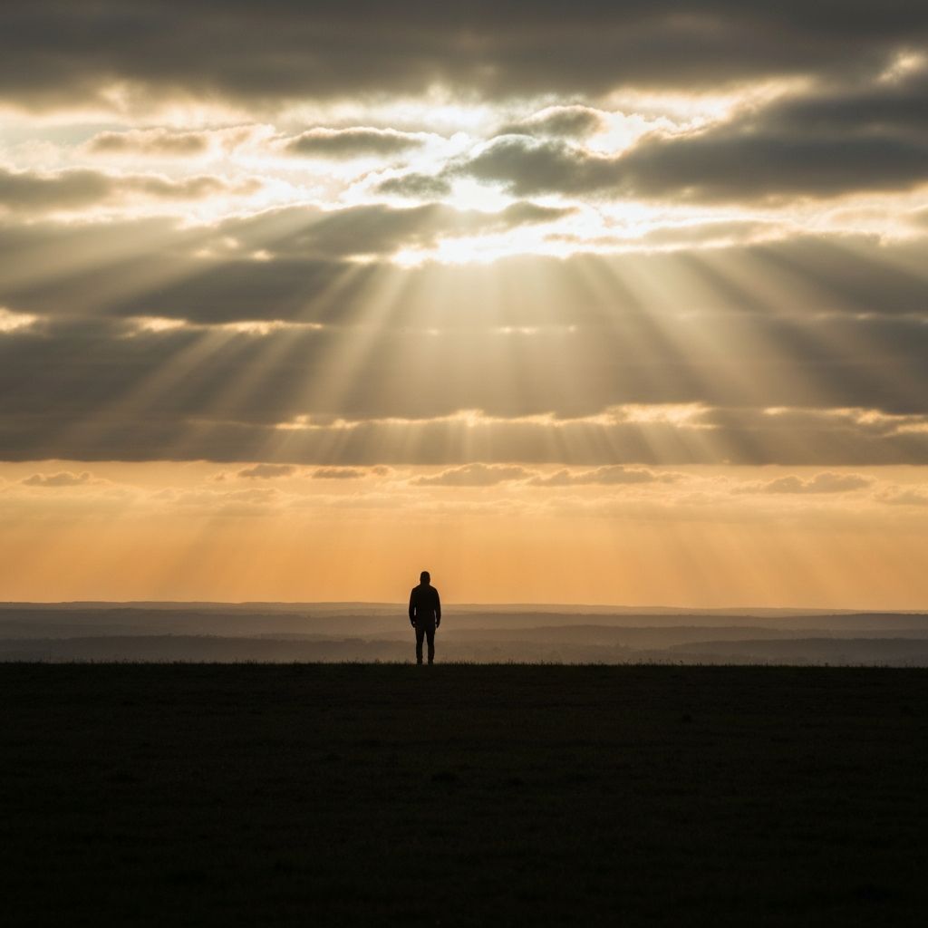 Sonnenlicht bricht durch Wolken